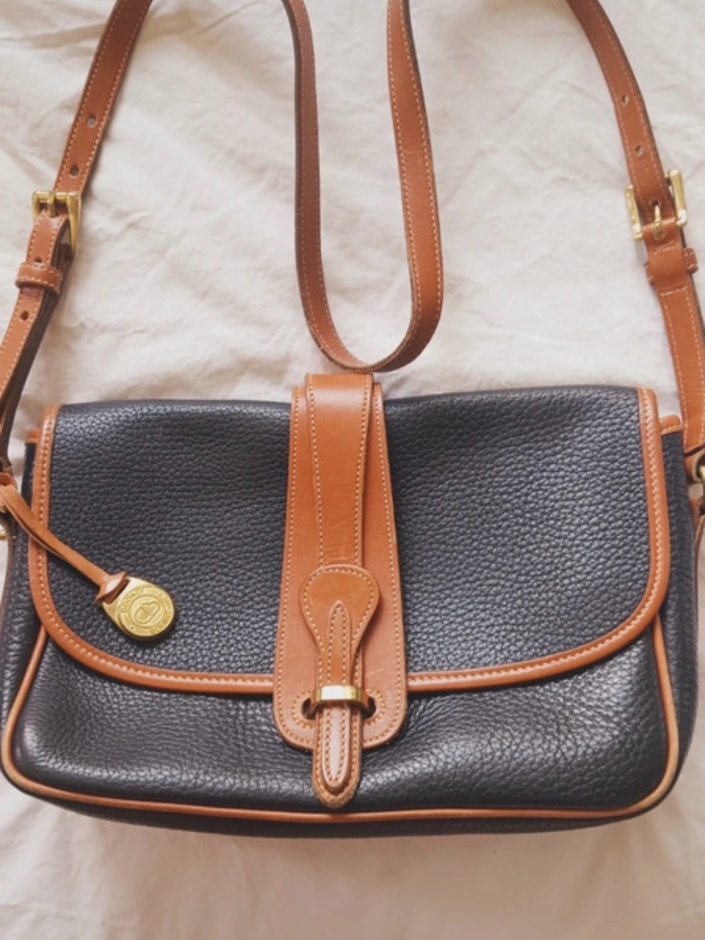 Leather Two-Tone Crossbody Bag in Black and Brown